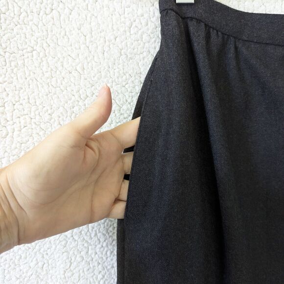 Black Wool Lined Suit Set Blazer & Skirt Made in Poland Size Small Midi Knee - Picture 10 of 16